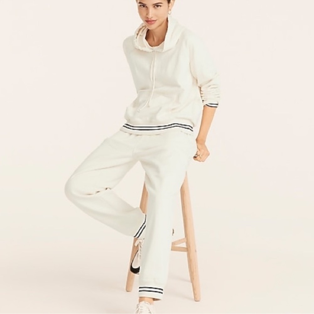 J. Crew University Cream Sweat Pants w/ Black Stripe Trim Size M
